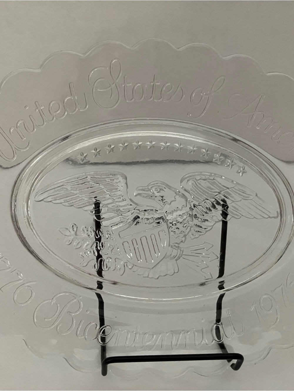 Avon Clear Glass Bicentennial Eagle Decorative Plate